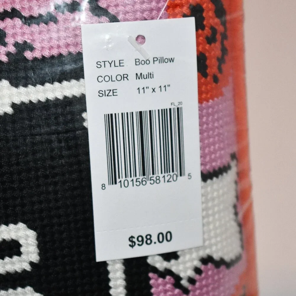 Furbish You Do You, Boo Needlepoint Pillow 11” x 11” NWT